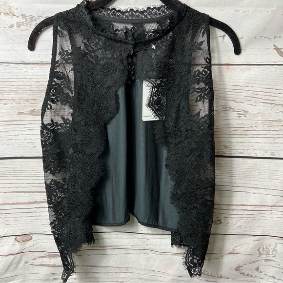 Nwt Free People Tied to You Lace Fringe Crop Blouse - Picture 4 of 6